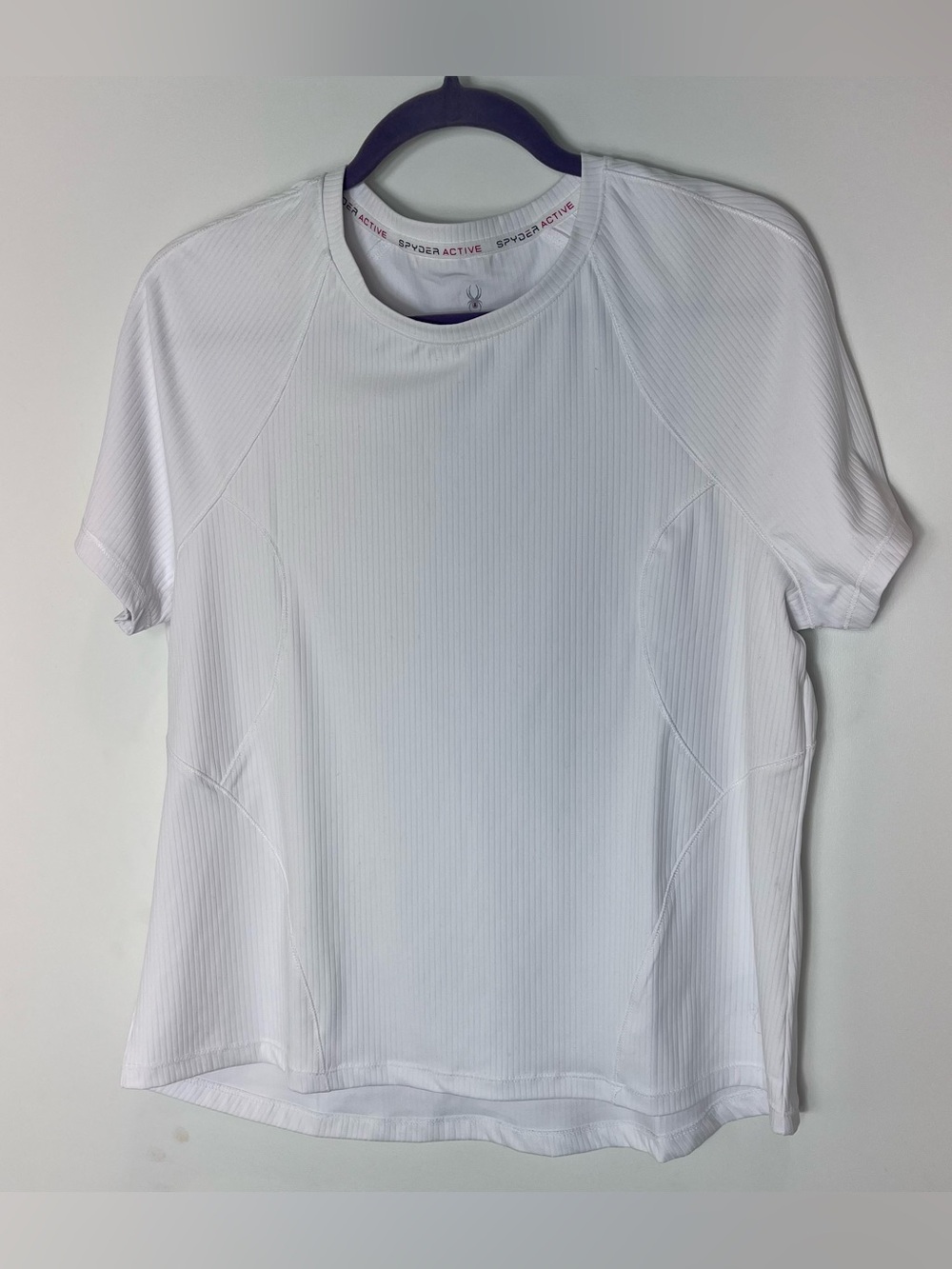 Spyder Active White Athletic Ribbed Tee Short Sleeve Womens Large